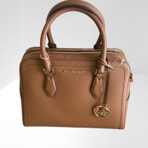 MICHAEL MICHAEL KORS LIGHT BROWN AYDEN TEXTURED LEATHER TOTE (C43)