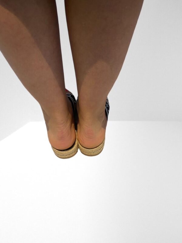 OFF WHITE CRISSCROSS LOGO EMBROIDERED CANVAS BLACK ESPADRILLE SANDALS (BOX NOT MINT) - Image 7