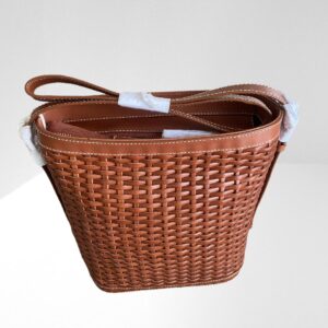 & OTHER STORIES CAMEL TAN BRAIDED LEATHER BUCKET TOTE STYLE BAG (C52) (C43)