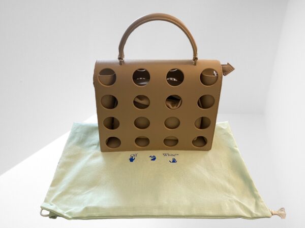 OFF WHITE BEIGE JITNEY 2.8 CUTOUT LEATHER TOTE BAG - Image 6