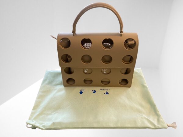 OFF WHITE BEIGE JITNEY 2.8 CUTOUT LEATHER TOTE BAG - Image 4