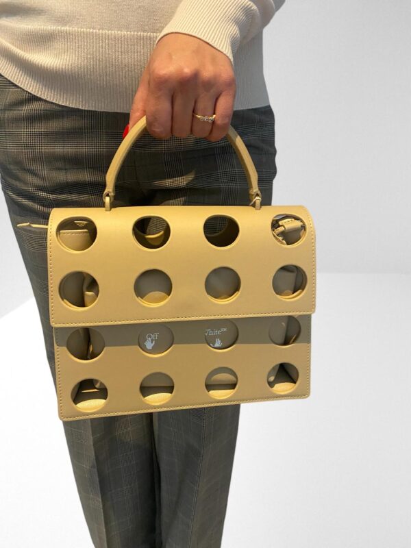 OFF WHITE BEIGE JITNEY 2.8 CUTOUT LEATHER TOTE BAG - Image 2