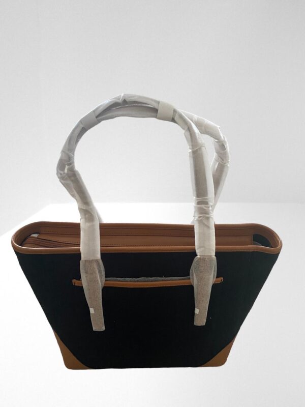 MICHAEL MICHAEL KORS ARIA BLACK LEATHER TRIMMED CANVAS TOTE BAG - Image 3