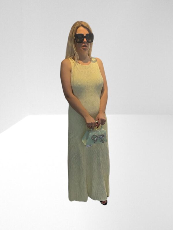 CLAUDIE PIERLOT WOMEN PASTEL YELLOW MONTEO POINTELLE KNIT MAXI DRESS - Image 2