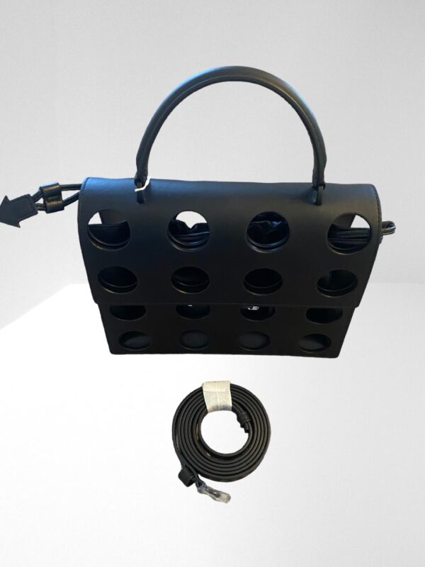 FLASH SALE, THIS IS NUMBER TWELVE OF TWENTY FIVE PRODUCTS THAT IS FURTHER REDUCED IN PRICE, OFF WHITE BLACK JITNEY 2.8 CUTOUT LEATHER TOTE BAG (NO DUSTBAG) (C56) - Image 2