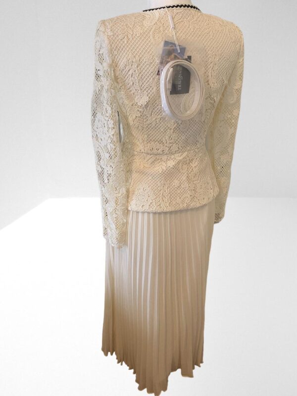 SELF PORTRAIT CREAM FLORAL LACE CHIFFON MIDI DRESS - Image 3