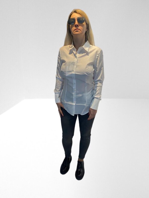 HAWES & CURTIS WOMENS 110TH ANNIVERSARY WHITE COTTON FITTED SHIRT (C54)