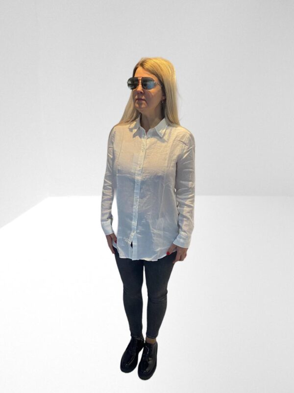 HAWES & CURTIS WOMENS WHITE RELAXED FIT LINEN SHIRT (C54)