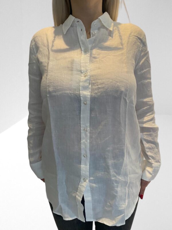HAWES & CURTIS WOMENS WHITE RELAXED FIT LINEN SHIRT (C54) - Image 2