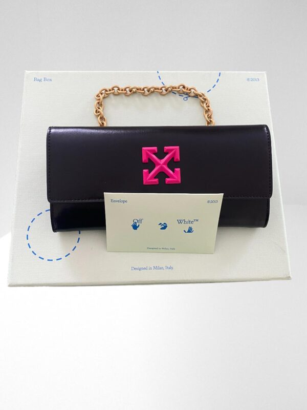 OFF WHITE BLACK JITNEY LEATHER WALLET (PINK LOGO) (BOX NOT MINT)