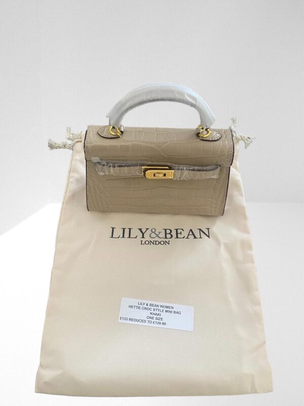 FLASH SALE, THIS IS NUMBER FIFTEEN OF TWENTY FIVE PRODUCTS THAT IS FURTHER REDUCED IN PRICE, LILY & BEAN HETTIE CROC STYLE MINI BAG IN KHAKI (BB62) (BB64)