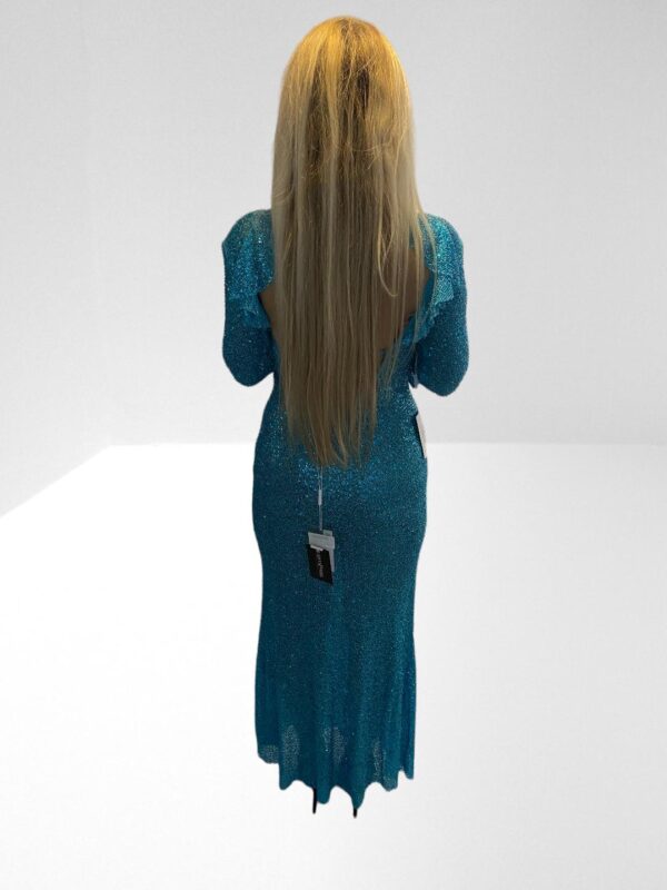 SELF PORTRAIT BLUE BEADED BACKLESS SEQUINNED MESH MAXI DRESS (H8) (BB61) - Image 3