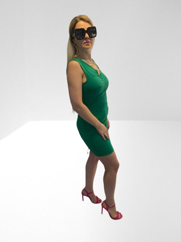 FLASH SALE, THIS IS NUMBER SEVENTEEN OF TWENTY FIVE PRODUCTS THAT IS FURTHER REDUCED IN PRICE ,SELF PORTRAIT BRIGHT GREEN ONE SHOULDER RUCHED MINI DRESS (H8) (BB67) - Image 3