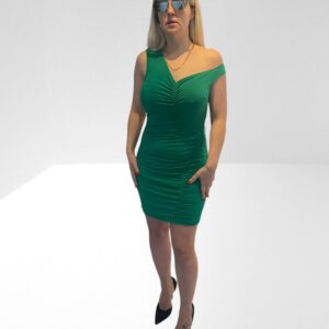 FLASH SALE, THIS IS NUMBER SEVENTEEN OF TWENTY FIVE PRODUCTS THAT IS FURTHER REDUCED IN PRICE ,SELF PORTRAIT BRIGHT GREEN ONE SHOULDER RUCHED MINI DRESS (H8) (BB67)