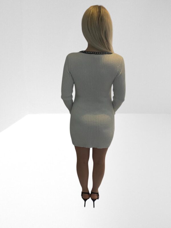 SELF PORTRAIT IVORY KNIT BOW MINI DRESS (HM) (C54) - Image 3