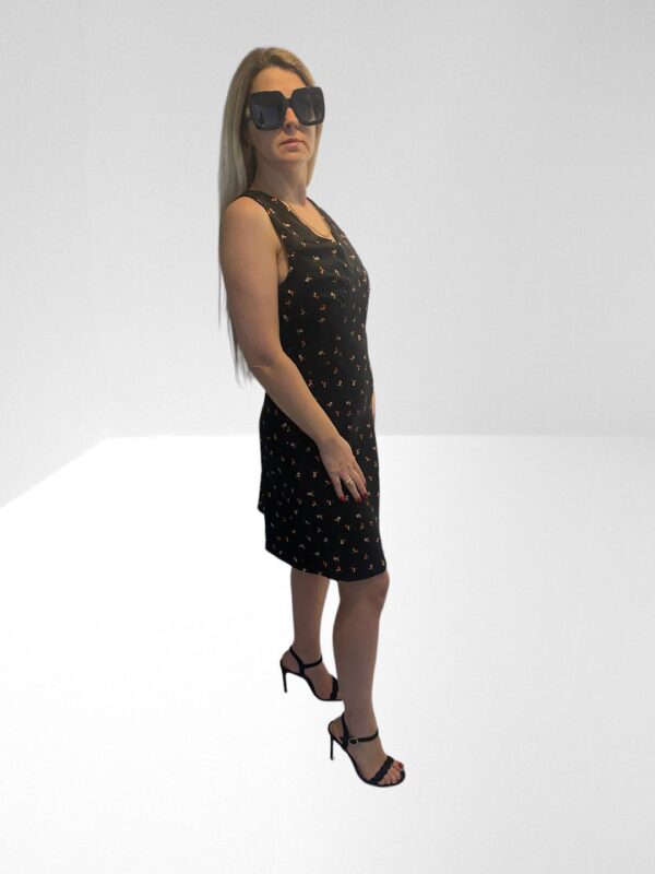 VICTORIA, VICTORIA WOMEN BLACK PRINTED HAMMERED SATIN MINI DRESS (H12) (C54) (BB63) - Image 4