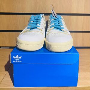 ADIDAS ORIGINALS WHITE / BLUE FORUM 84 LOW CL SUEDE TRIMMED LEATHER SNEAKERS  - Luxury Brands Sale