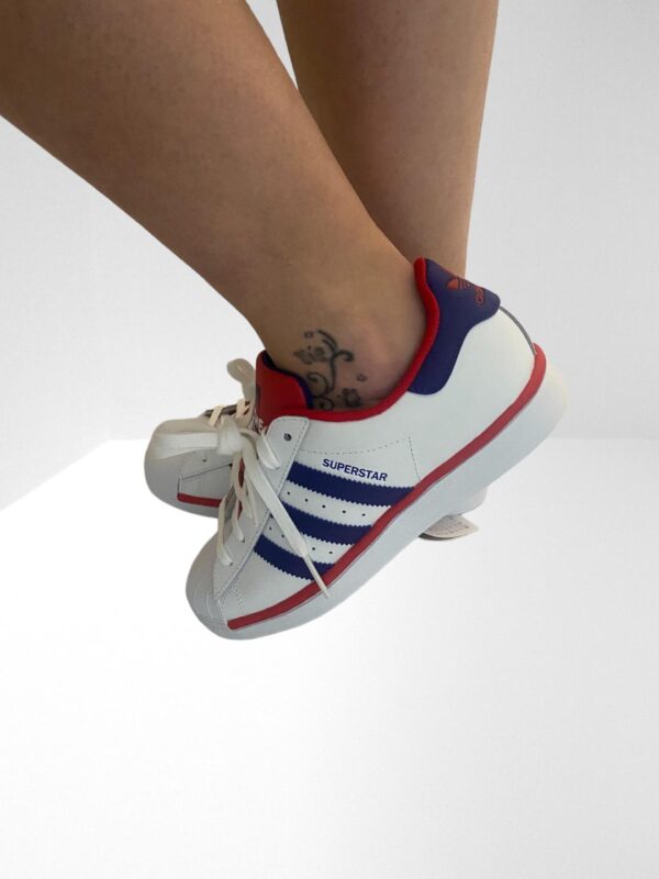 ADIDAS ORIGINALS SUPERSTAR WHITE / PURPLE LEATHER SNEAKERS - Image 6