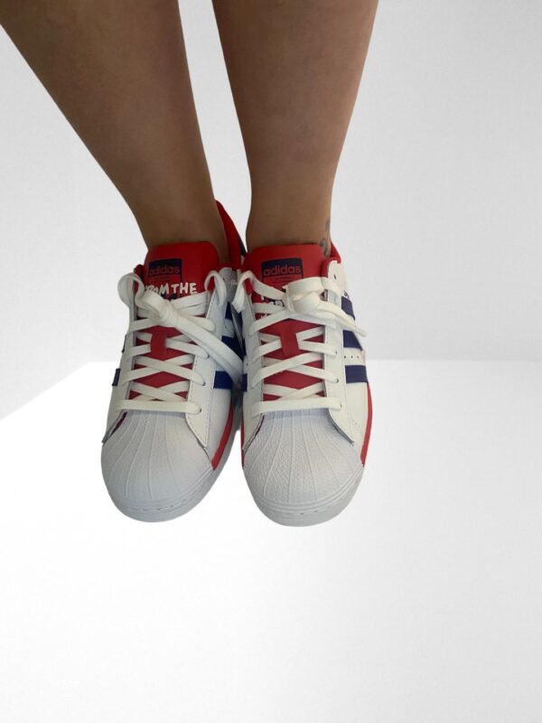 ADIDAS ORIGINALS SUPERSTAR WHITE / PURPLE LEATHER SNEAKERS - Image 5