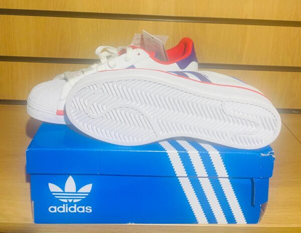 ADIDAS ORIGINALS SUPERSTAR WHITE / PURPLE LEATHER SNEAKERS - Image 4