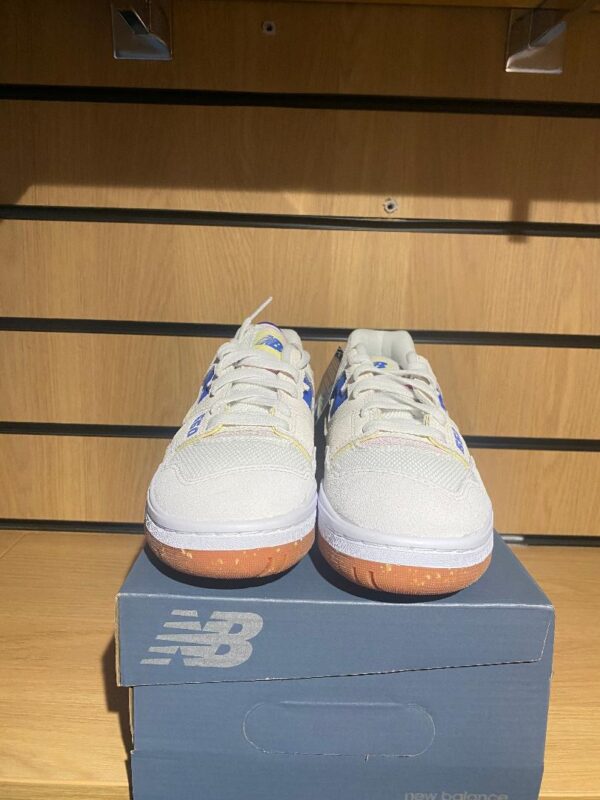 NEW BALANCE 550 WHITE / PINK / YELLOW / BLUE MESH AND SUEDE TRIMMED LEATHER SNEAKERS (REDUCED FURTHER FOR MARK ON TOE) - Image 2